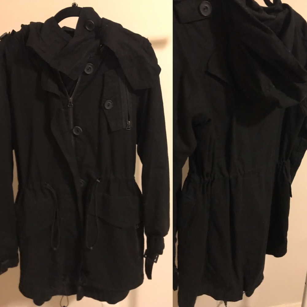Vila black long parka
